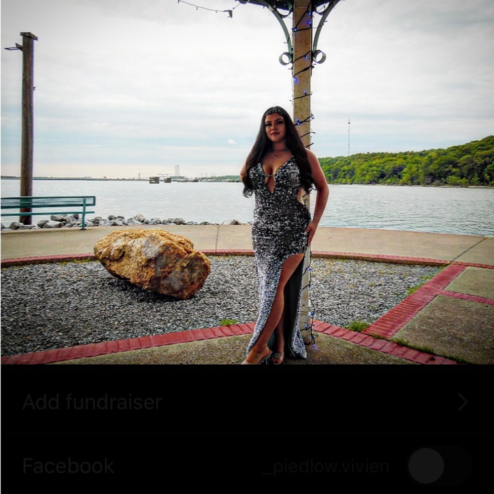 silver/ iridescent/metallic Prom dress for sale!